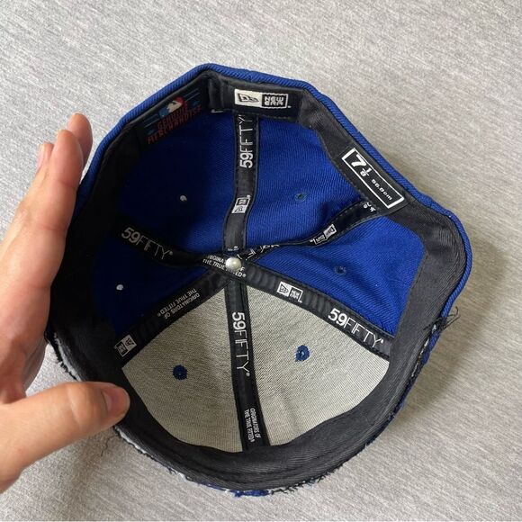 New York Mets  Royal Blue New Era Fitted Hat - Cut Brim - Picture 9 of 9